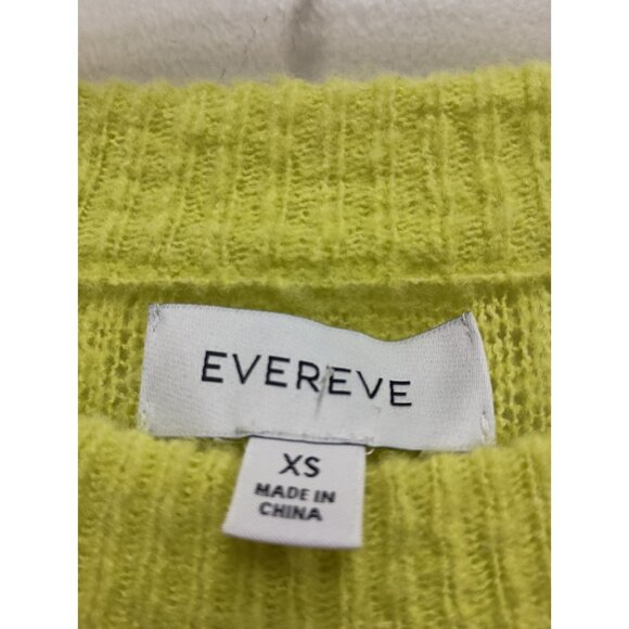Evereve Womens Sweater Size XS Chartreuse Cable Knit Cozy Long Sleeve Pullover - Picture 4 of 13